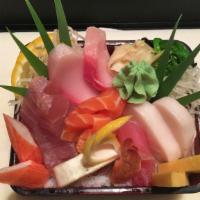 Chirashi · Bowl of sushi rice with assorted sashimi on top.

Consuming raw or undercooked meats, seafoo...