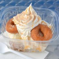 Donut Sundae · 3 scoops of Vanilla ice cream, caramel, whipped cream, and 3 mini cinnamon sugar donuts
