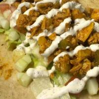 Mix Gyro · Comes with chicken, lamb, lettuce, tomatoes, cucumbers, and the sauce of your choice,