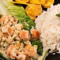 Ajillo Shrimp (Camarones Al Ajillo) · Delicious shrimp with a delicious creamy garlic sauce.