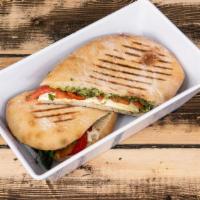 Mozzarella Sandwich · Roasted & pickled peppers, basil, tomato and pesto sauce