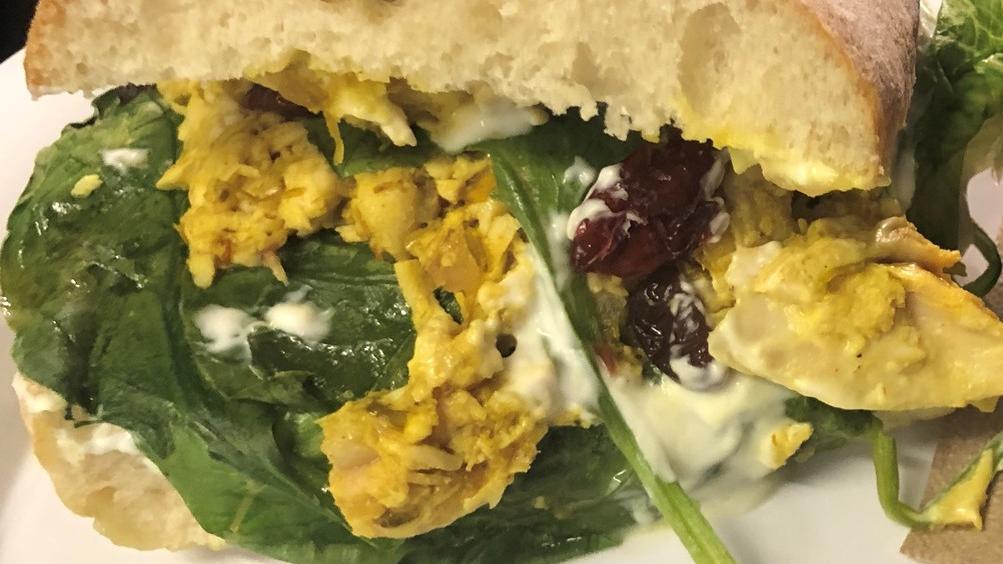 Curried Chicken Sandwich · Spinach, Cranberries, Cilantro, Red Onion and Cream Cheese