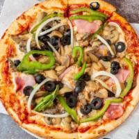 Special. · Beef, pepperoni, ham, sweet Italian sausage, mushrooms, black olives, onions, green peppers ...