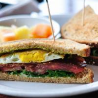 Breakfast Blt Sandwich · Applewood bacon, lettuce, tomato and fried egg.