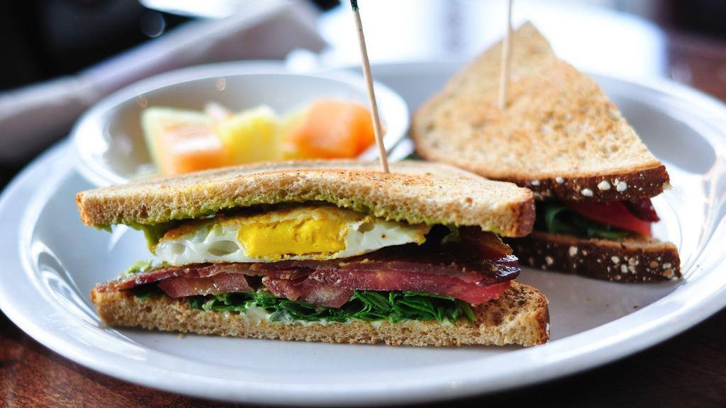 Breakfast Blt Sandwich · Applewood bacon, lettuce, tomato and fried egg.