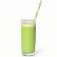 Green Tropical Blast Smoothie · Pineapple, pear, kiwi, banana, mango, and kale.