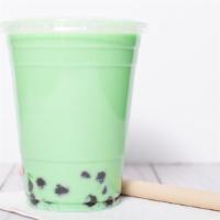 Buko Pandan · Coconut, pandan (buko pandan) milk tea mix. Includes black pearls (tapioca).