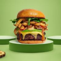 Fries To The Occasion Burger · American beef patty topped with fries, avocado, caramelized onions, ketchup, lettuce, tomato...