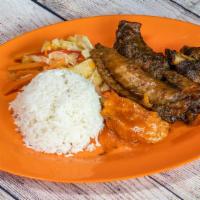 Jerk Turkey Wings · Comes with two sides.