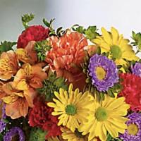 Make A Wish · A summery mix of yellow daisy chrysanthemums, purple asters and red and orange carnations - ...