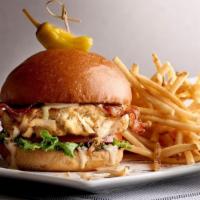 Crab Cake Club · Creamy mustard mayonnaise, and french fries.