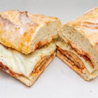 Italian Chicken Parm · Breaded chicken cutlet, sauce with melted mozzarella or provolone. Served on Brick Oven Ital...