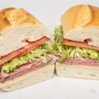 Roast Beef & Swiss Sloppy Joe On Rye Bread · Served on Triple Decker Rye
Swiss, Russian dressing, homemade Cole slaw.