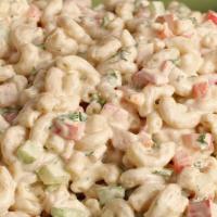 Homemade Macaroni Salad · 1 Lb Container of Macaroni Salad : 
Elbow Macaroni, Roasted Red Peppers, Mayo, Olives, Celer...