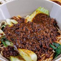 Soy Bean Paste Noodles · Grounded pork, scallion. bok choy, carrots