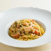 Spaghetti Al Granchio · Pastificio Dei Campi Spaghetti, garlic, Peekytoe crab, parsley, tomato