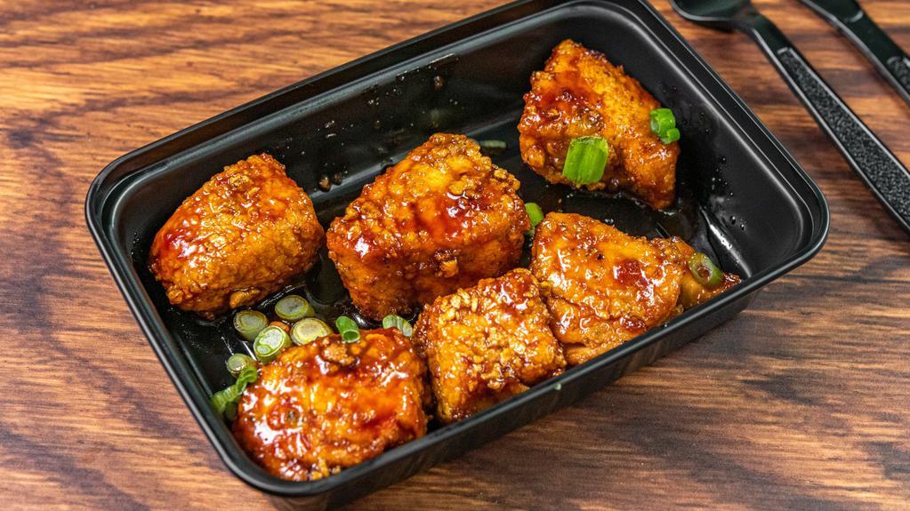 Ginger Glazed Salmon Bites · Seared salmon topped with our Mamacita ginger soy glaze sauce.