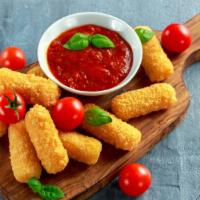 Mozzarella Sticks · 6 pieces of Melted mozzarella cheese sticks battered and fried to perfection.