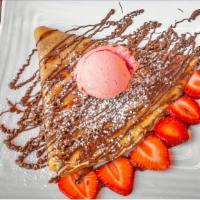 Classic Crepe · Freshly sliced strawberries, Nutella, and ice cream.