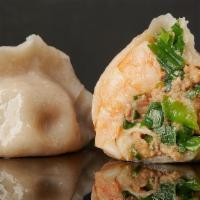 Chives, Shrimp And Pork Dumplings (韭菜三鲜水饺) · 