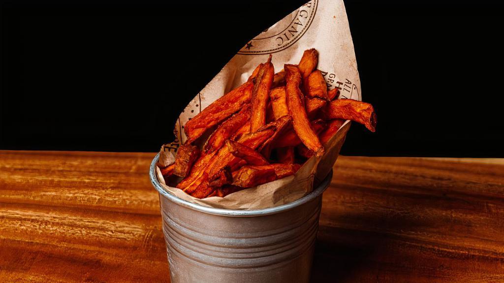 Sweet Potatoes Fries · Served with 2 dips.