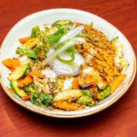 Stir Fried Vegetable Rice Bowl · Broccoli, Snow Peas, Napa Cabbage, Carrot, Peppers, Scallion, Shiitake Mushrooms Ginger-Soy ...