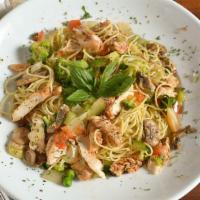 Angel Hair Primavera With Chicken · A medley of vegetables sautéed in your choice of pink cream sauce, marinara sauce or garlic ...