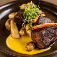 Braised Short Ribs · P.A. Amish grass fed short ribs, cipollini, pine nuts, chestnuts, and shallot.