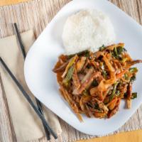  Mongolian Style · Served with white rice. no substitution.