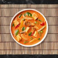 Red Road Curry · Red curry sauce, coconut milk, bamboo shoot, basil, and bell pepper. Very spicy.