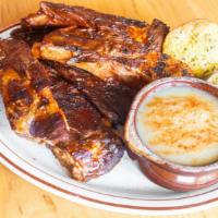 Spare Ribs · Comes with one side, and one small side bbq (2oz).