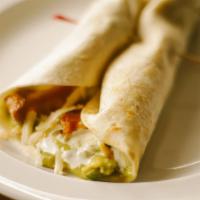 Breakfast Burrito · Two eggs, roasted peppers/onions, pepper jack cheese, sour cream, salsa verde and choice of ...