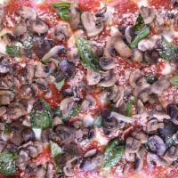 Maragritha Mushrooms · basil ,mushrooms ,pecorino romano , tomato sauce ,fresh mozzarella.