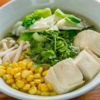 Vegetarian Ramen · Ramen noodles with assorted vegetables, tofu, and corn in vegetarian broth.