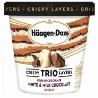 Crispy Trio Layers (Belgium Chocolate, White & Milk Chocolate) · Creamy white and milk chocolate ice creams alternate between layers of crispy belgium chocol...