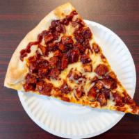 Bbq Chicken Slice · Topped with BBQ sauce, mozzarella, and chicken meat.