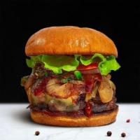 Back To Bbq Burger · American beef patty topped with melted cheese, barbecue sauce, lettuce, tomato, onion, and p...