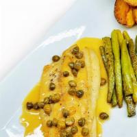 Special Fish · Striped bass in red pepper sauce and olives served with mashed potatoes and string beans