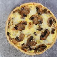 Chicken And Mushroom Quiche · Mushrooms, chicken tights, white sauce (mozzarella cheese, parmesan cheese, heavy cream, eggs)