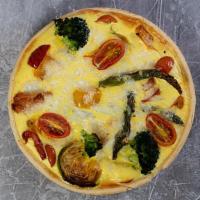 Vegetable Quiche · Bell peppers, zucchini, yellow squash, carrots, melted cheese and white sauce (mozzarella ch...