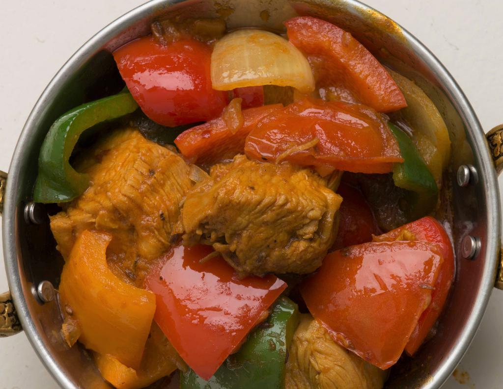 Kadai Chicken · Chicken / bell pepper / onion / tomato / homemade sauce.
