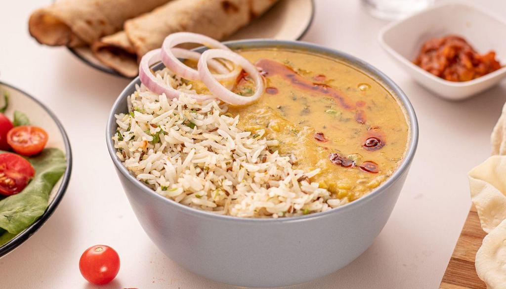 Dal Tadka Bowl · Toor dal (pigeon peas) sauteed in onion, tomato and spices. Spice Level: Mild