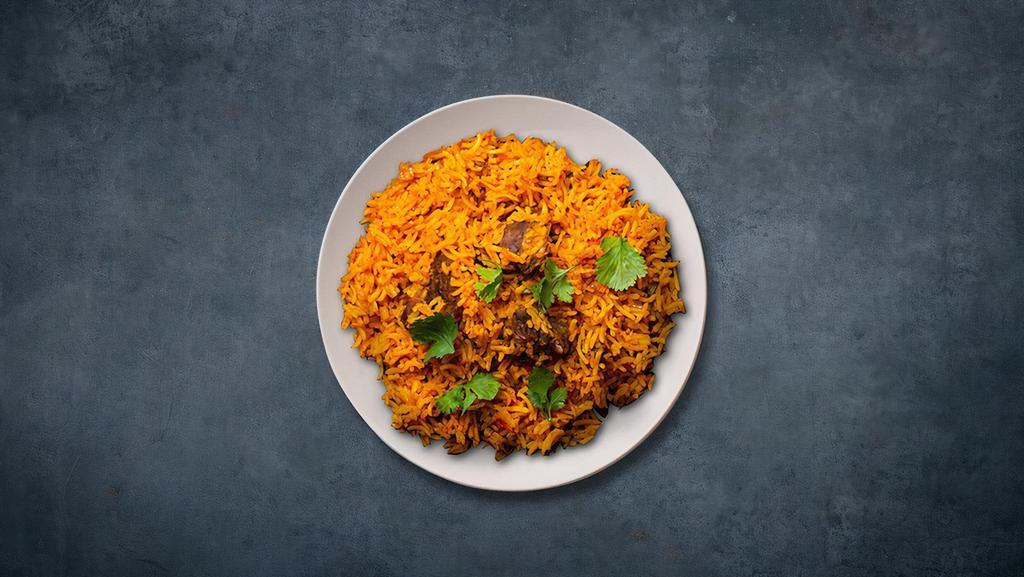'Licious  Lamb Biryani · Long grain basmati rice cooked in a sealed pot with juicy pieces of lamb in a blend of exotic Indian spices and herbs.