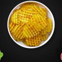 Wicked Waffle Fries · Idaho potatos sliced in an alternating waffle pattern, fried until golden brown, and garnish...