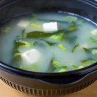 Miso Soup · Seaweed, organic tofu, scallions.