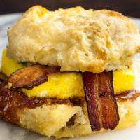 Breakfast Sandwich · Homemade buttermilk biscuit with a baked egg & cheddar
