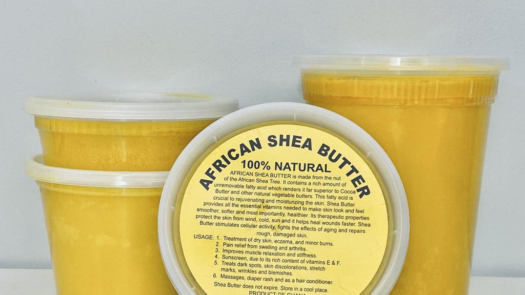 100% Natural Yellow African Shea Butter 16Oz · African Shea Butter contains a rich amount of unremovable fatty acid which renders it superior to cocoa butter and other natural vegetable butters.
