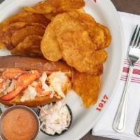 Hot Lobster Roll · Lobster meat  poached in butter  on toasted  brioche served with house made potato chips