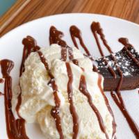 Flourless Dream (Cake With Ice Cream) · Flourless Chocolate Cake - Belgian Milk Chocolate Sauce - Vanilla Ice Cream