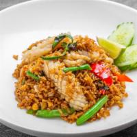 Basil Fried Rice · Steamed jasmine rice with egg, garlic, basil, onion, string beans and hot chili pepper with ...